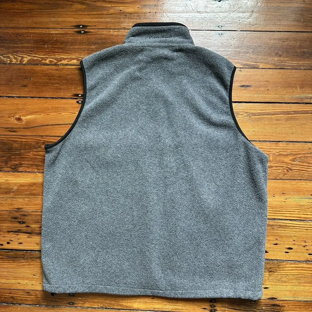 Vintage Eddie Bauer Vest Mens XL-T Gray Fleece Polartec Full Zip Made in USA